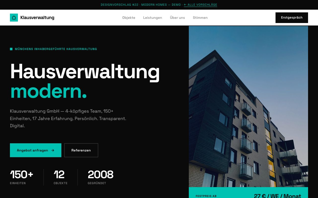 Hausverwaltung Website Design: Modern Homes