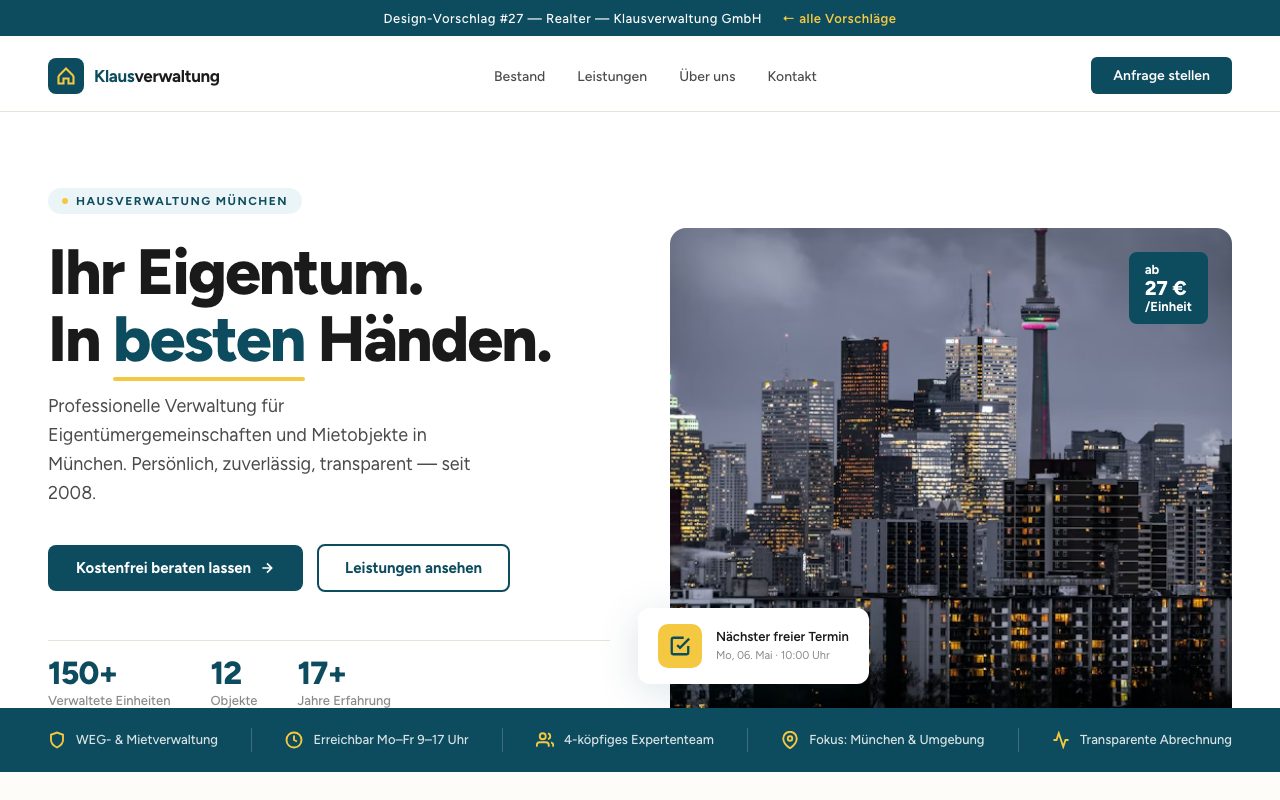 Hausverwaltung Website Design: Realter